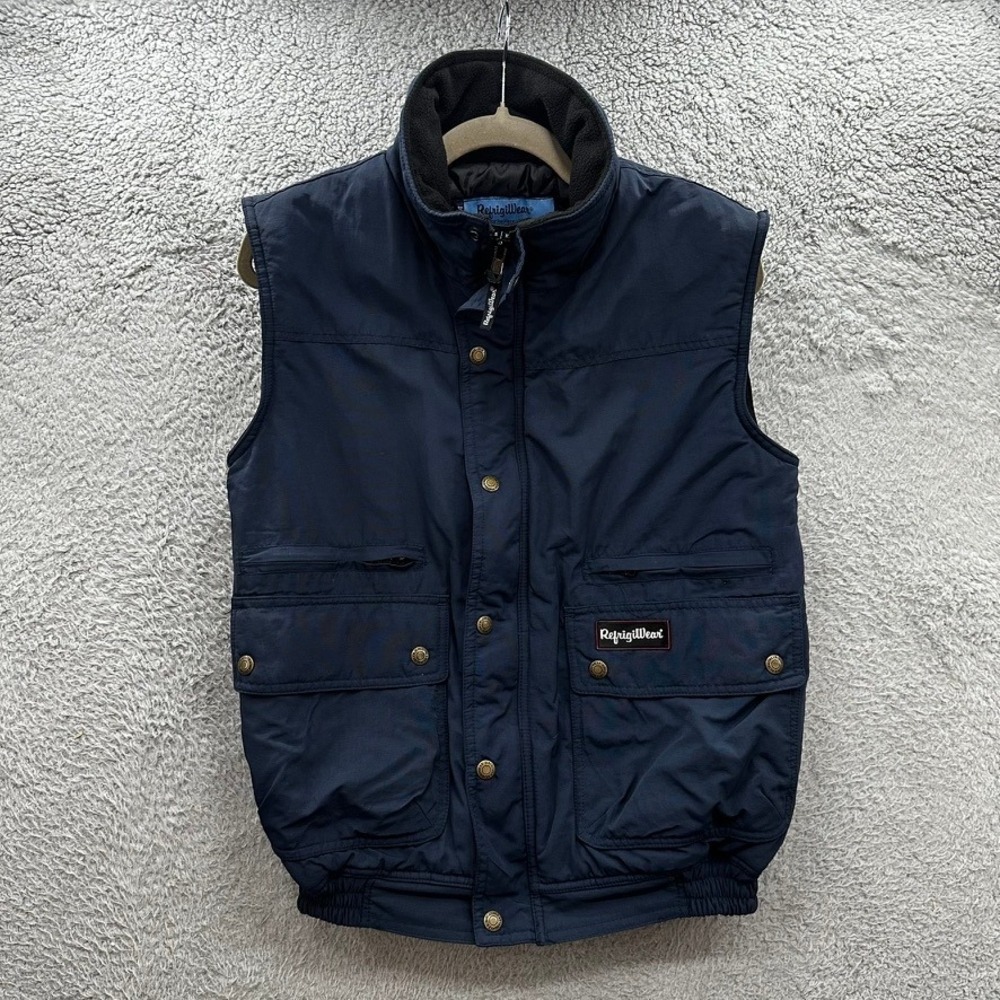 RefrigiWear Women's Small Iron-Tuff Navy Blue Quilted Insulated Workwear Vest